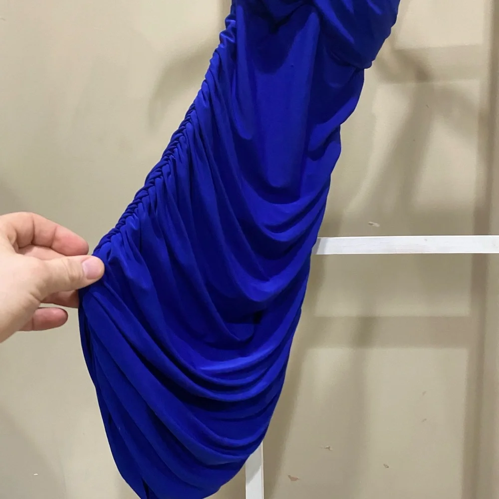 Sabora Royal Blue Ruched Bodycon Dress Small Made In USA Cocktail Formal - Picture 2 of 7